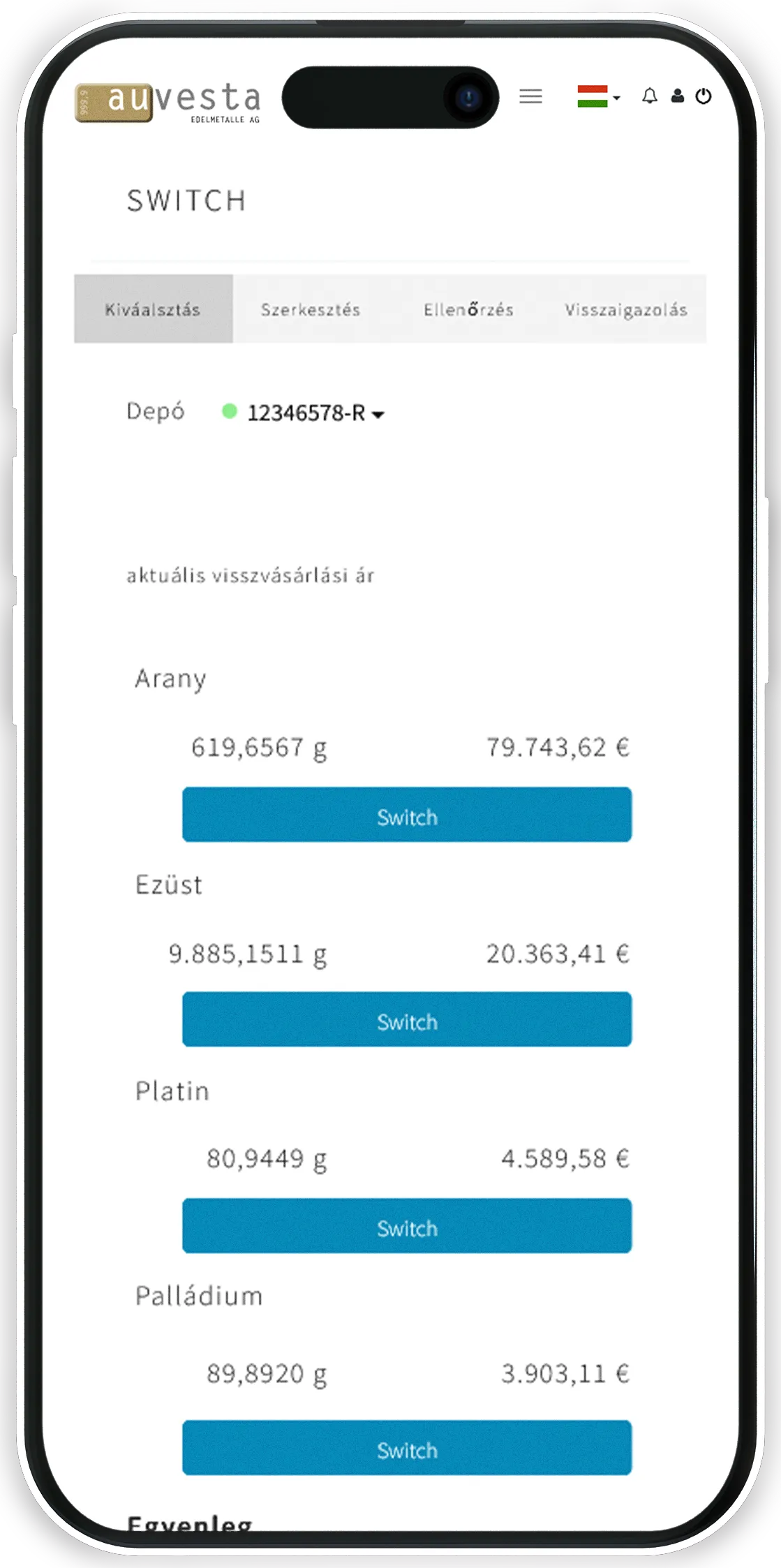 Switch - Váltosn online más nemesfémre